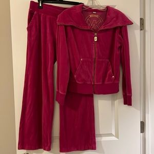 Y2k Michael Kors pink velour tracksuit